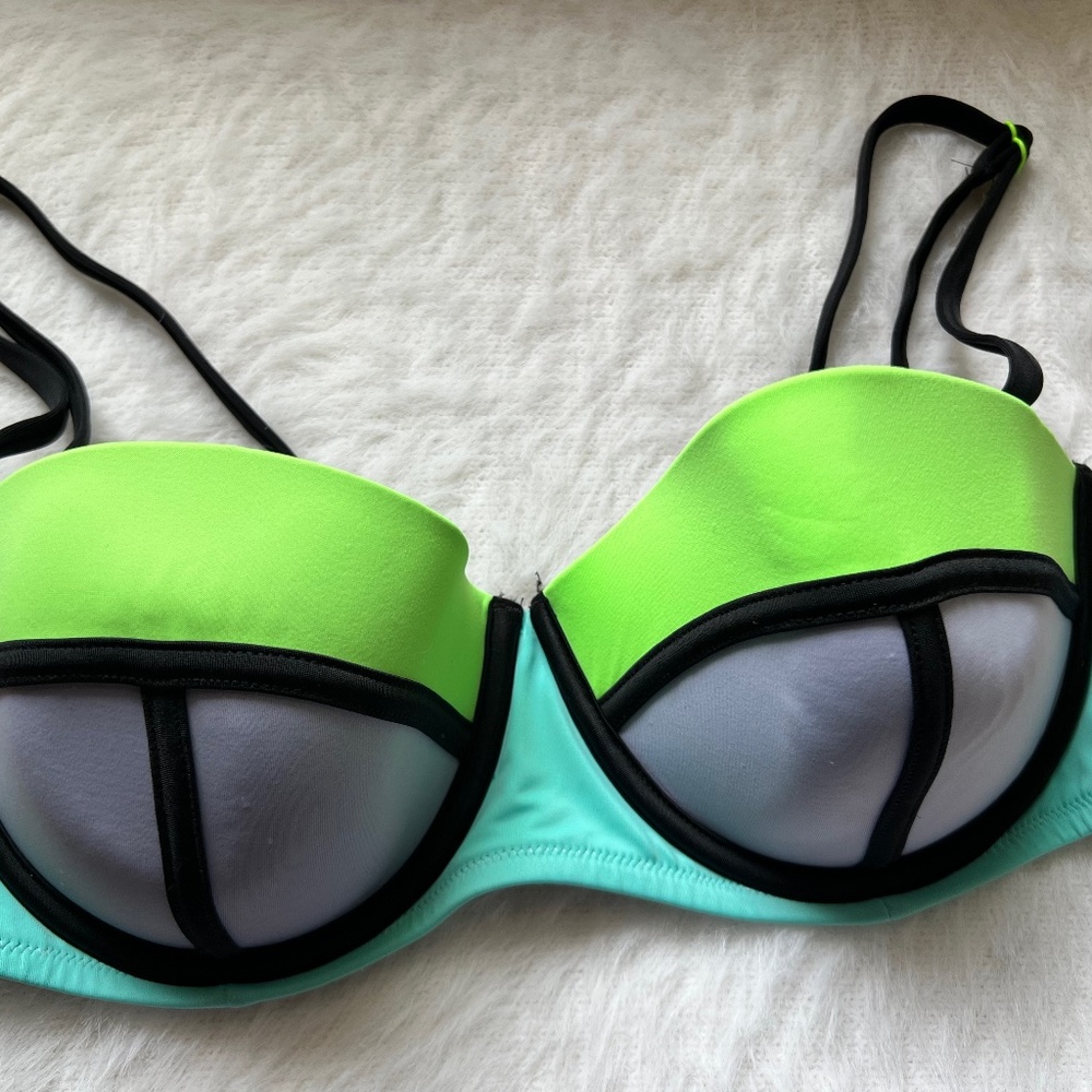 Victoria's Secret Neon Green & Aqua Bikini Top